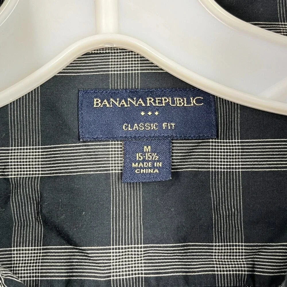 Banana Republic Classic Fit Lightweight Business Casual Shirt‎ Men Medium Black